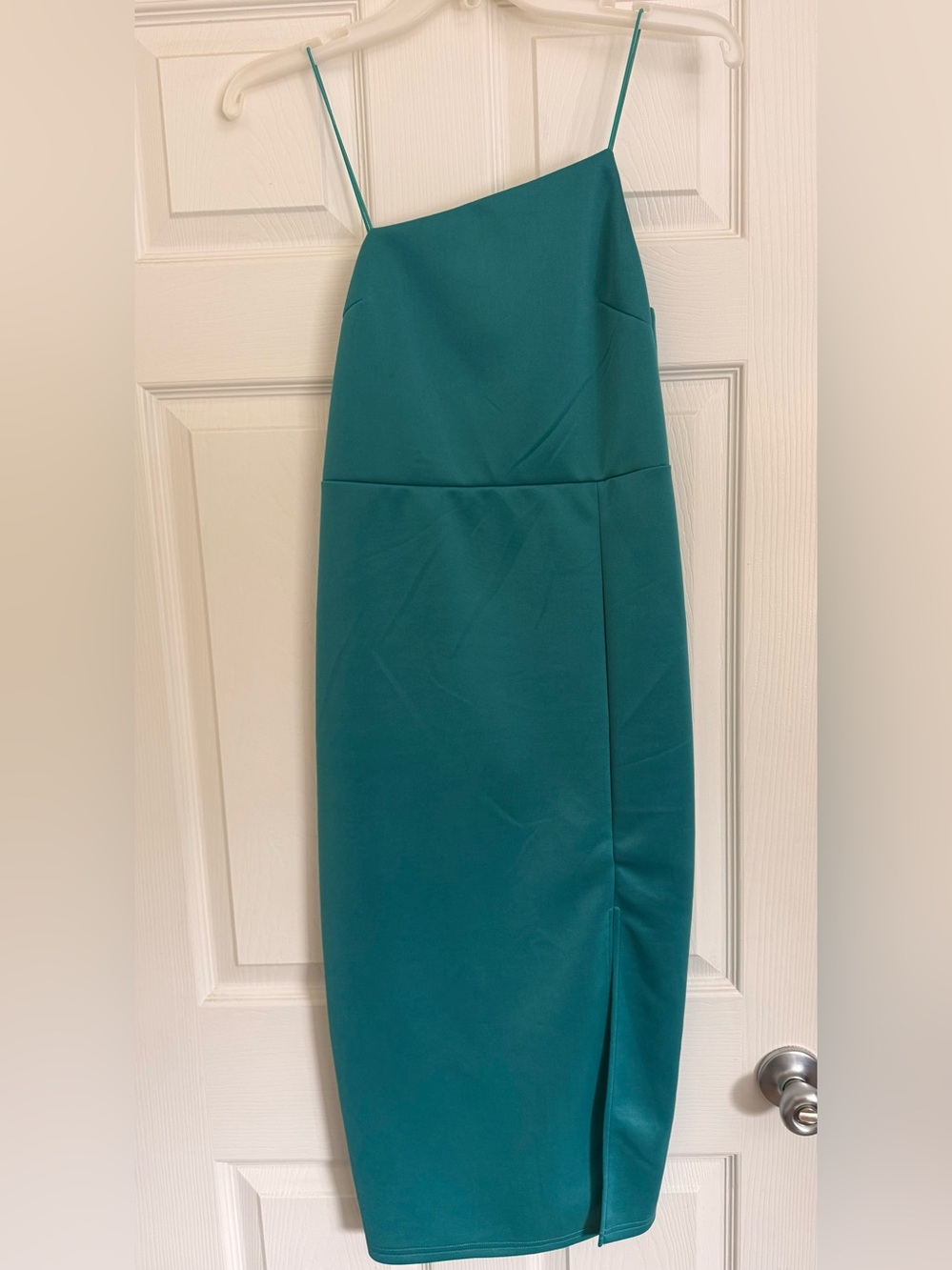Teal Sheath Midi Skirt with Side Slit